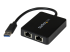 StarTech.com USB 3.0 to Dual Port Gigabit Ethernet Adapter w/ USB Port - Venstre vinkel