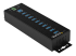 StarTech.com 10 Port USB Hub with Power Adapter, Surge Protection, Metal Industrial USB 3.0 Data Transfer Hub, Din Rail, Wall or Desk Mountable, High Speed USB 3.1/ USB 3.2 Gen 1 5Gbps Hub - Venstre vinkel